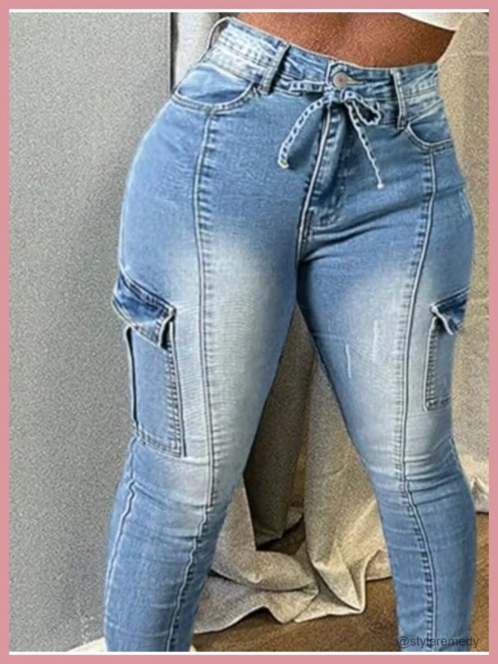 Women's High Waisted Stretch Skinny Cargo Pants